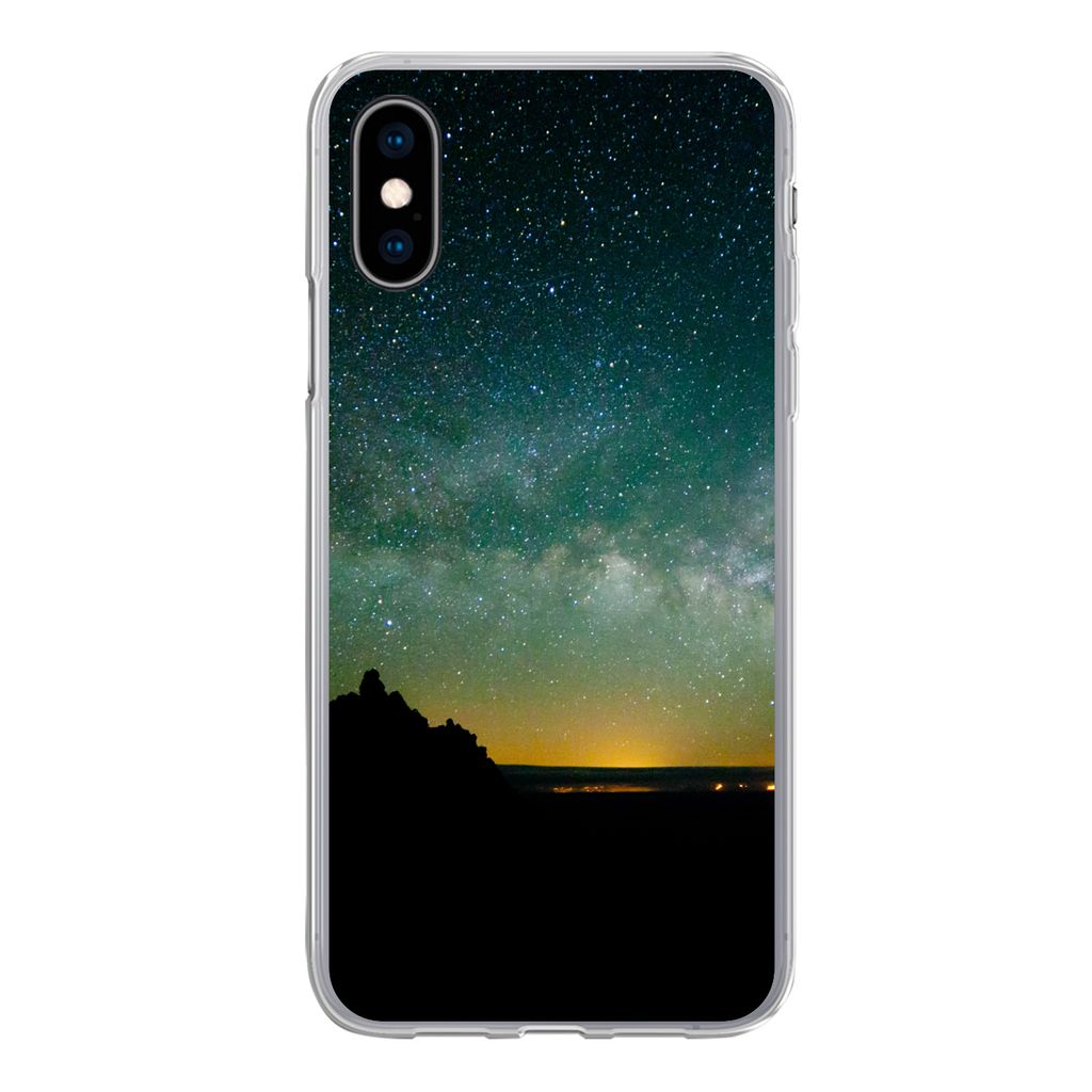 MuchoWow Handyhülle Schutzhülle Hülle für iPhone X Universum - Sternenhimmel - Grün - Jungen - Mädchen - Kinder Silikon Softcase Handy Hül...