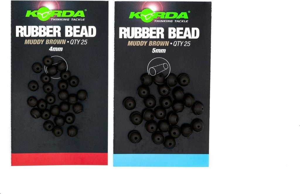 Korda Angelperlen aus weichem Gummi 4 mm oder 5 mm, Schlamm-Braun oder Unkraut-Grün