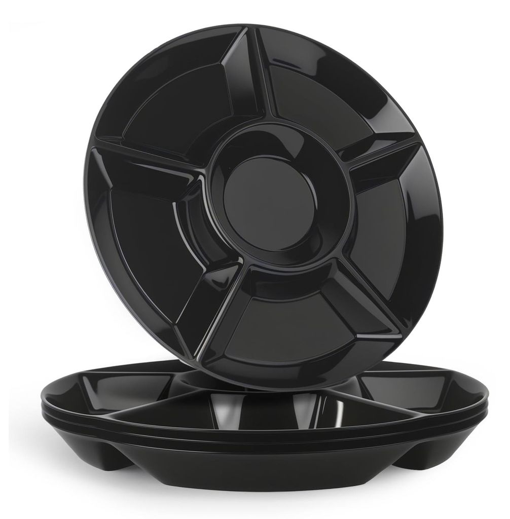 Serviertablett-Set 4-tlg., 6 Fächer, 31,5 cm, Kunststoff, schwarz