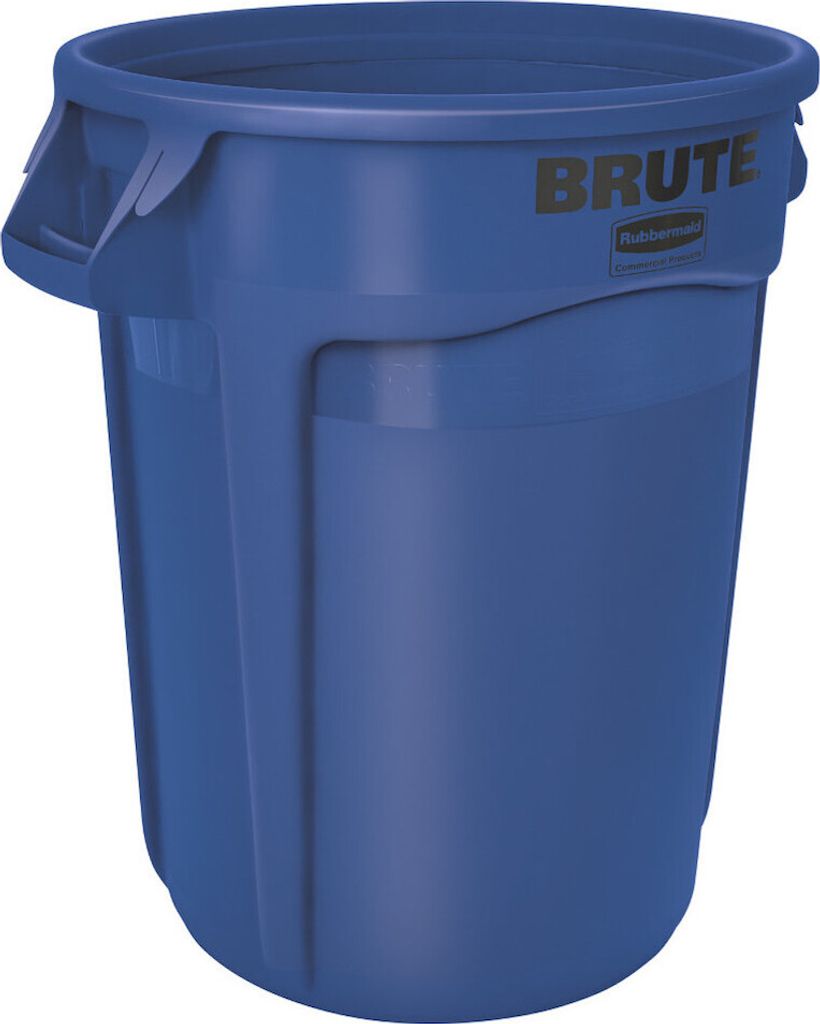 Rubbermaid Brute runde Mehrzwecktonne mit Belüftungskanälen | 121,1 Liter, HxBxT 69,2x63,5x55,5cm | aus widerstandsfähigem Kunststoff (PE) | Blau