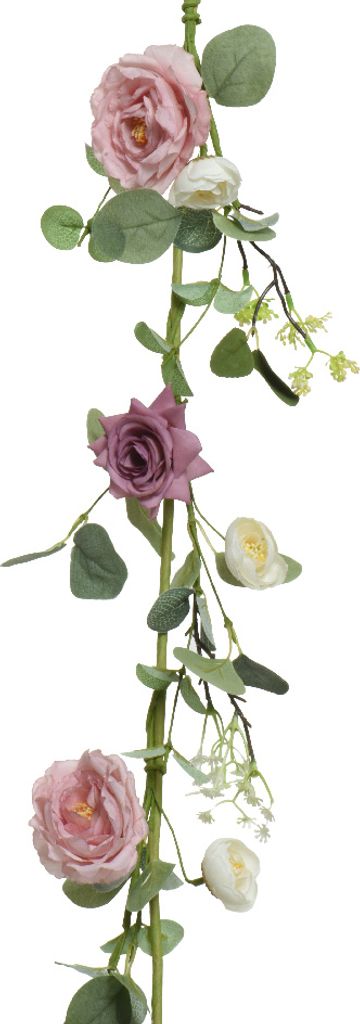 Kunstblumen Girlande Rosen 150cm rosa
