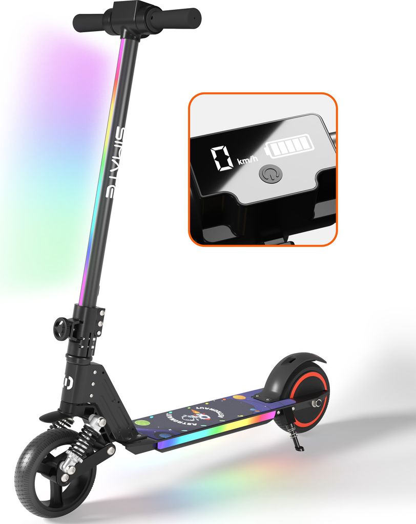 Elektroscooter Kinder 130W Motor 14Km/h Elektroroller LCD-Display E Scooter Für Kinder Und Jugendliche Bis 70kg Klappbar E Roller- Neu Schwarz