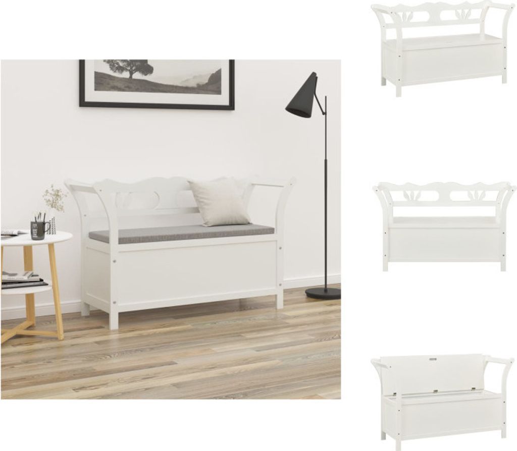 vidaXL Sitzbank Weiß 107x45x75,5 cm Massivholz Tanne - Truhen- & Flurbänke