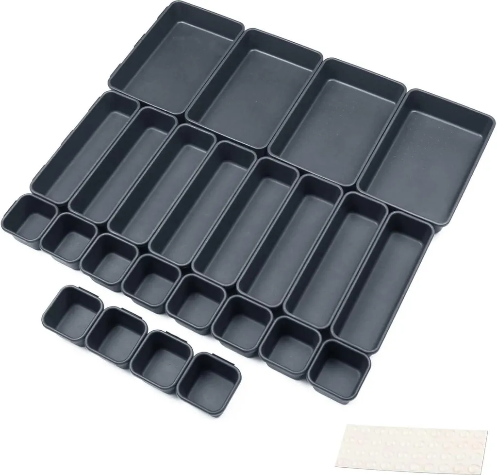 Organiseur de Tiroir Noir Modulable : Système de Rangement pour Cuisine