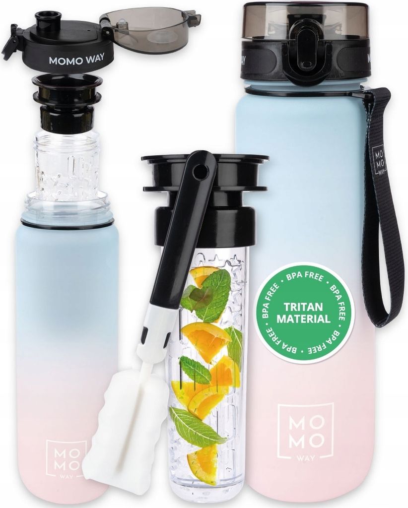 Grosse Tritan Bpa Freie 1L Wasserflasche Mit Messbecher Und Turngriff