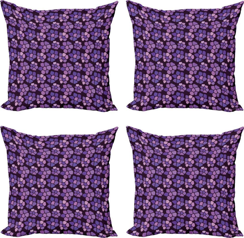 ABAKUHAUS Blume Kissenbezug Set (4 Stück), Lila-Ton Kreative Spots, Moderner Doppelseitiger Digitaldruck, 40 cm x 40 cm, Dark Purple Violet