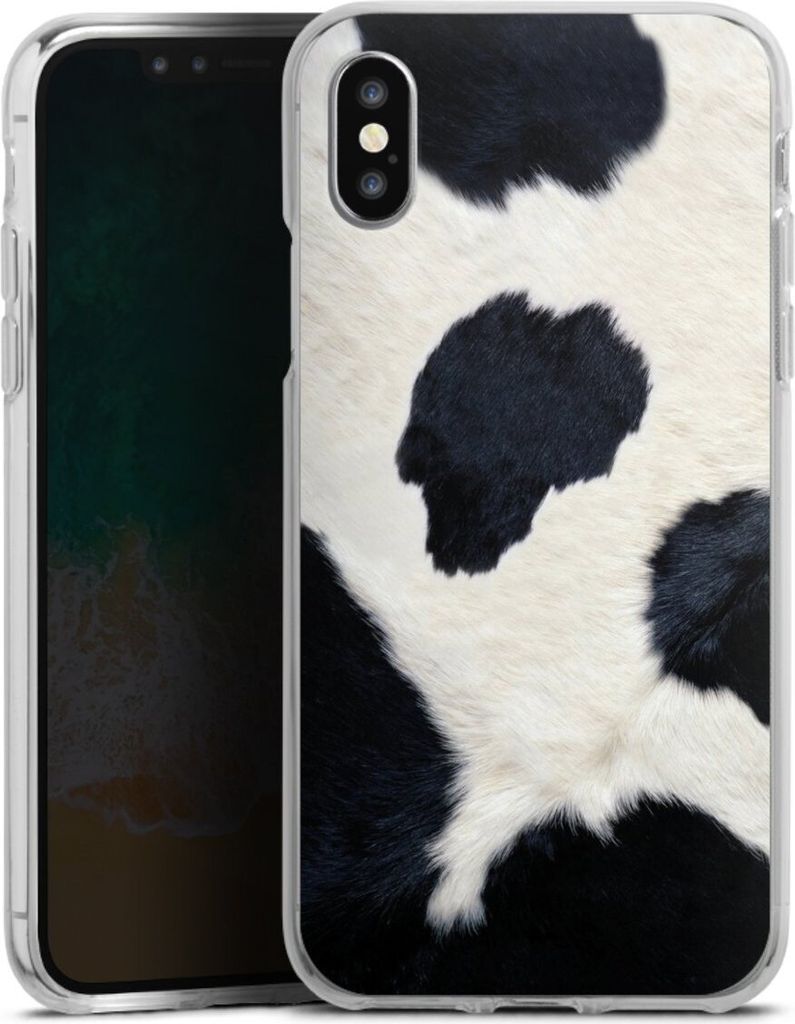 DeinDesign Handyhülle für Apple iPhone Xs Silikon Hülle Case Smartphone Schutzhülle Animal-Look Animalprint Kuhfell