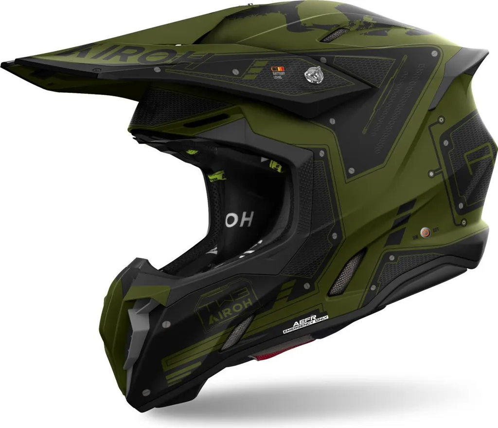 Casque de cross léger Airoh Twist 3 Military avec boucle double D