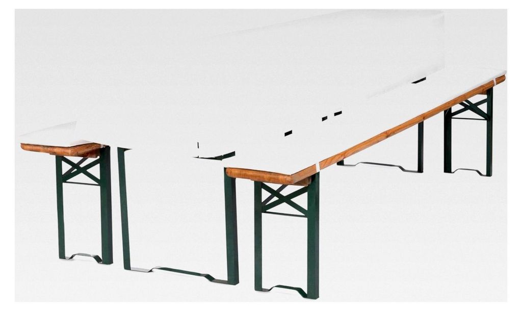 3-teiliges Set für Bierbankauflagen und Tischhusse – Waschbare Polster mit Reißverschluss und Tischdecke mit Überhang (220x50x30cm) - Weiß