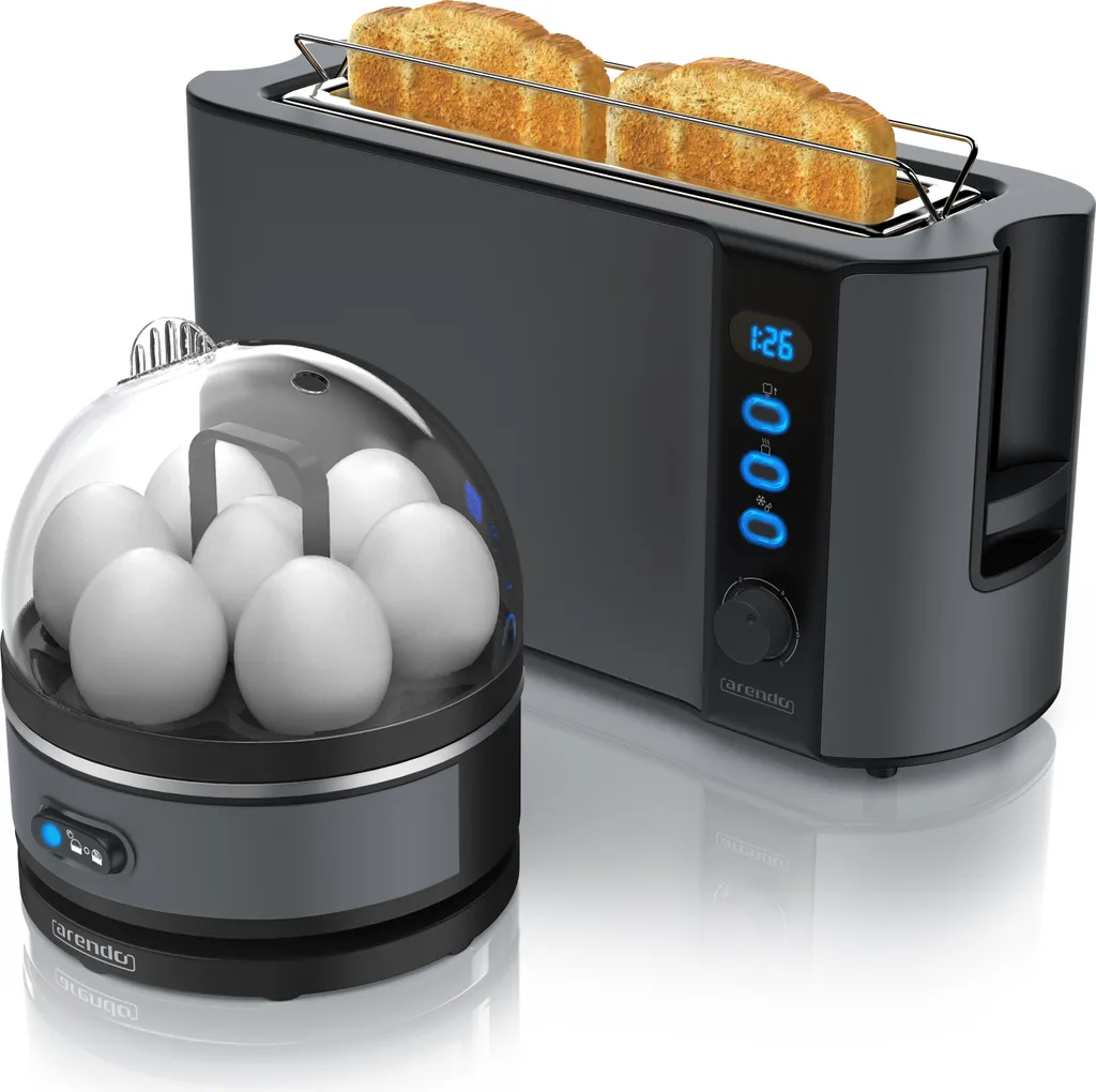 OFFERTA Set Colazione Arendo: Tostapane 1000W + Cuociuova Acciaio