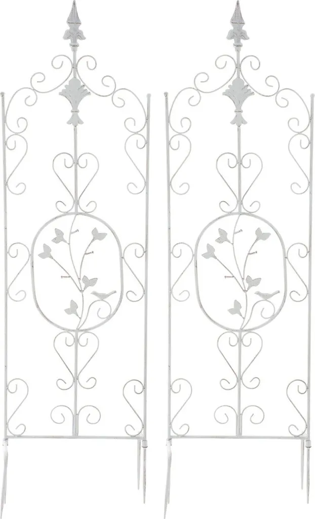 Set 2 Obelischi Giardino Ferro Bianco Antico - Resistenti e Belli