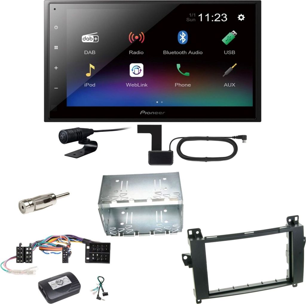 Pioneer DMH-A340DAB DAB+ Bluetooth Einbauset für Mercedes Vito Viano W639