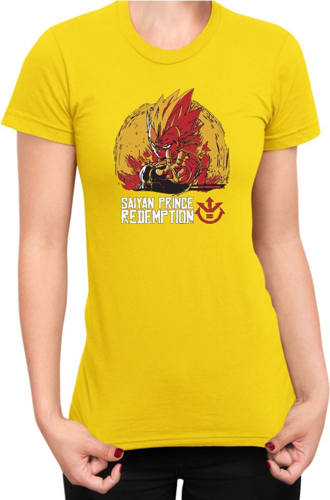 Damen T-Shirt Dragon Anime Manga Ball Z Vegeta Prince, Lady L / Gelb