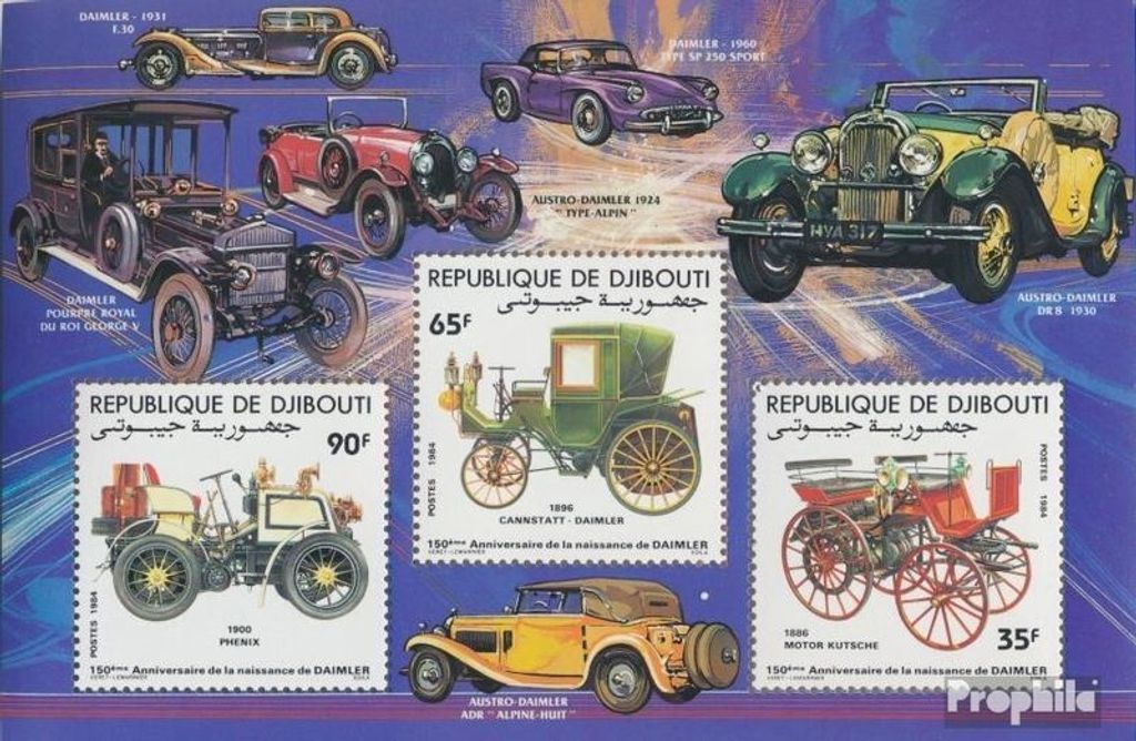 Briefmarken Dschibuti 1984 Mi Block108A (kompl.Ausg.) postfrisch Gottlieb Daimler