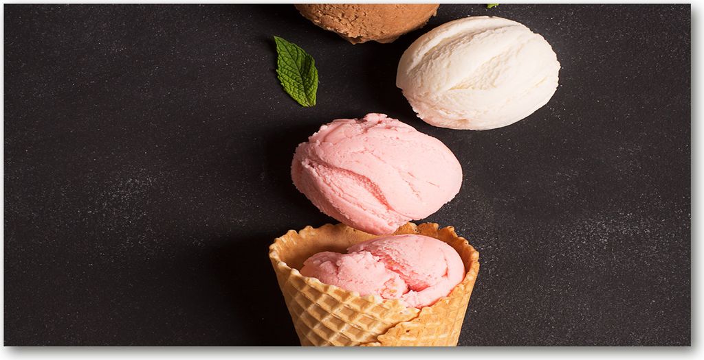 Tulup Glas-Bild - 100x50 -Wandkunst - Wandbild hinter gehärtetem Sicherheitsglas - Essen & Getränke - Eis - Schwarz