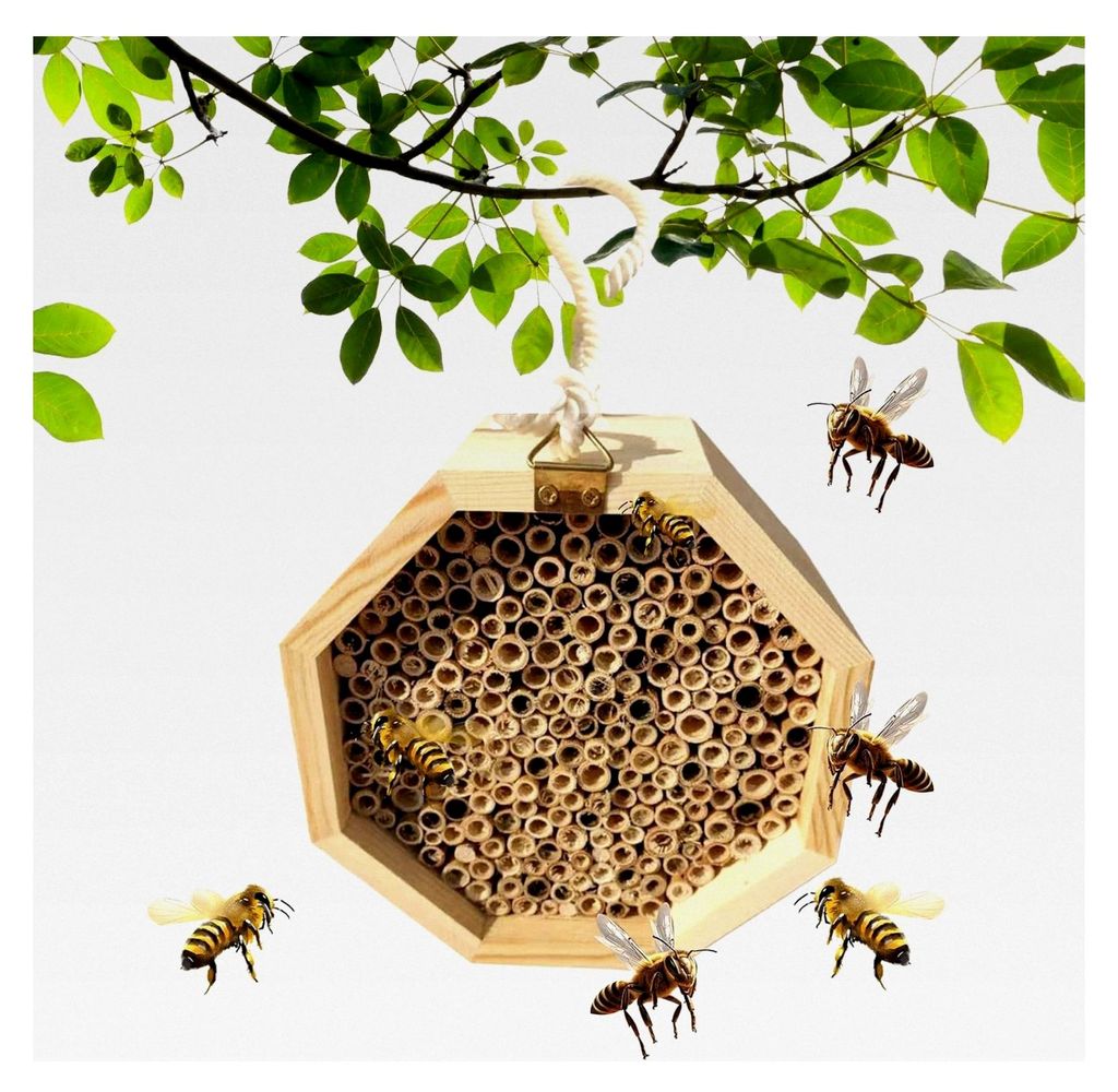 Bienenhaus für den Garten, Holzbienenlebensraum - Bestäubungspalast, Schmetterlingshaus, Wespenlebensraum für Garten, Terrasse