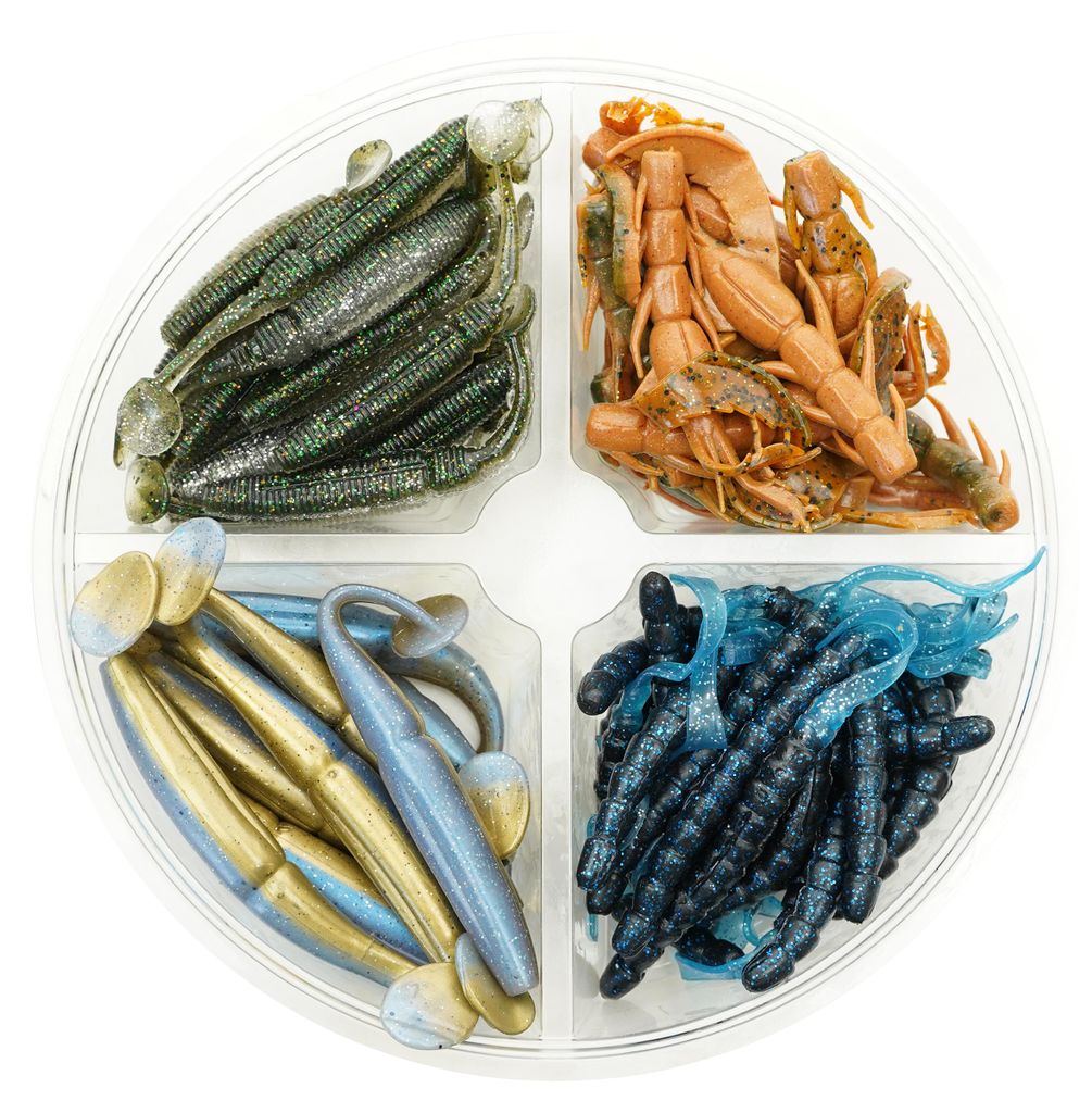 Fish-Xpro Gummiköder-Set Natur – Klares Wasser – 7 bis 12 cm – +/- 60 Stück