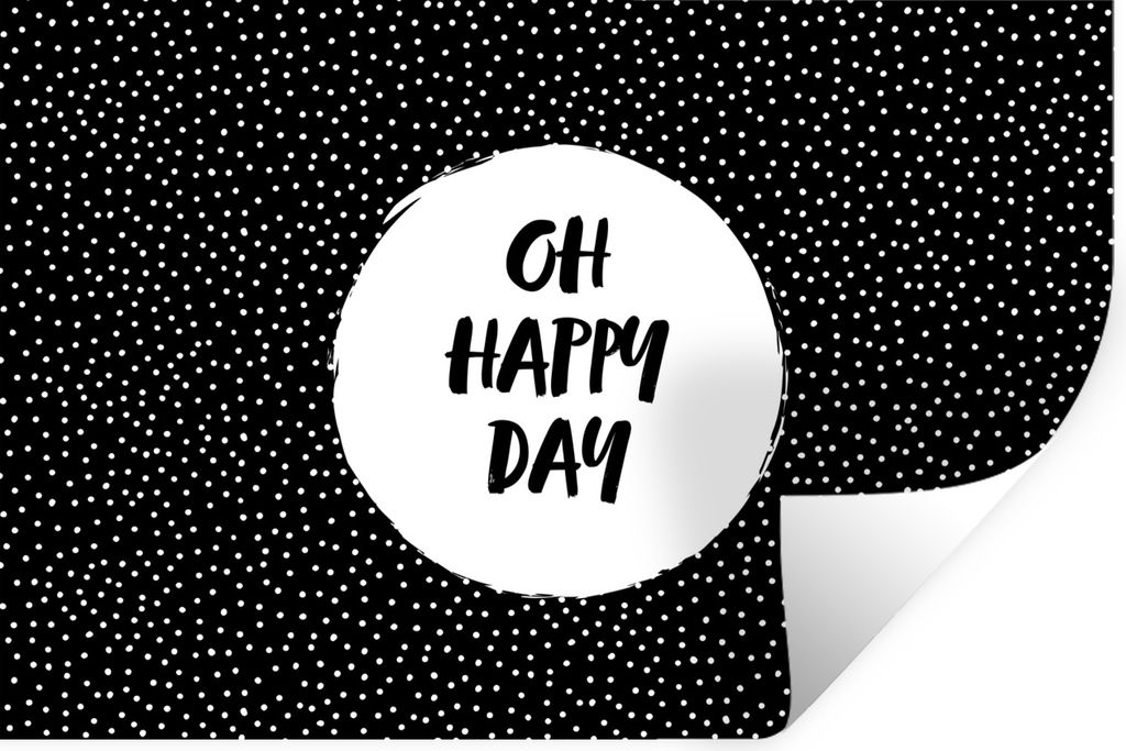MuchoWow Wandtattoo Wandsticker Wandaufkleber Zitate - Text - Oh happy day - Glück 120x80 cm Selbstklebend und Repositionierbar - Selbstklebend ...