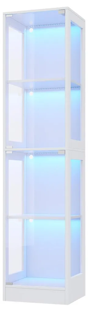 Meuble vitrine de collection avec éclairage LED connecté et 4 étagères - 10