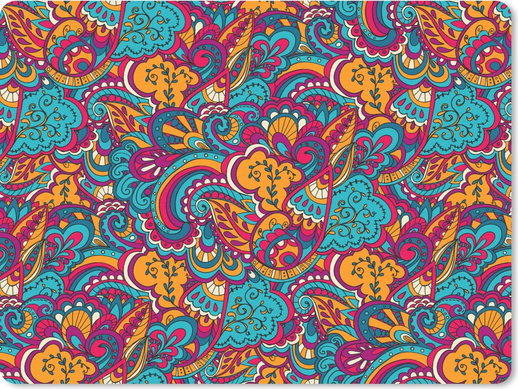 MuchoWow Mauspad Mousepad Hippie - Flora - Abstrakt - Muster 23x19 cm - Mousepads - Maus Mat - Pad - Mausunterlage - Schreibtischunterlage - Mauspad