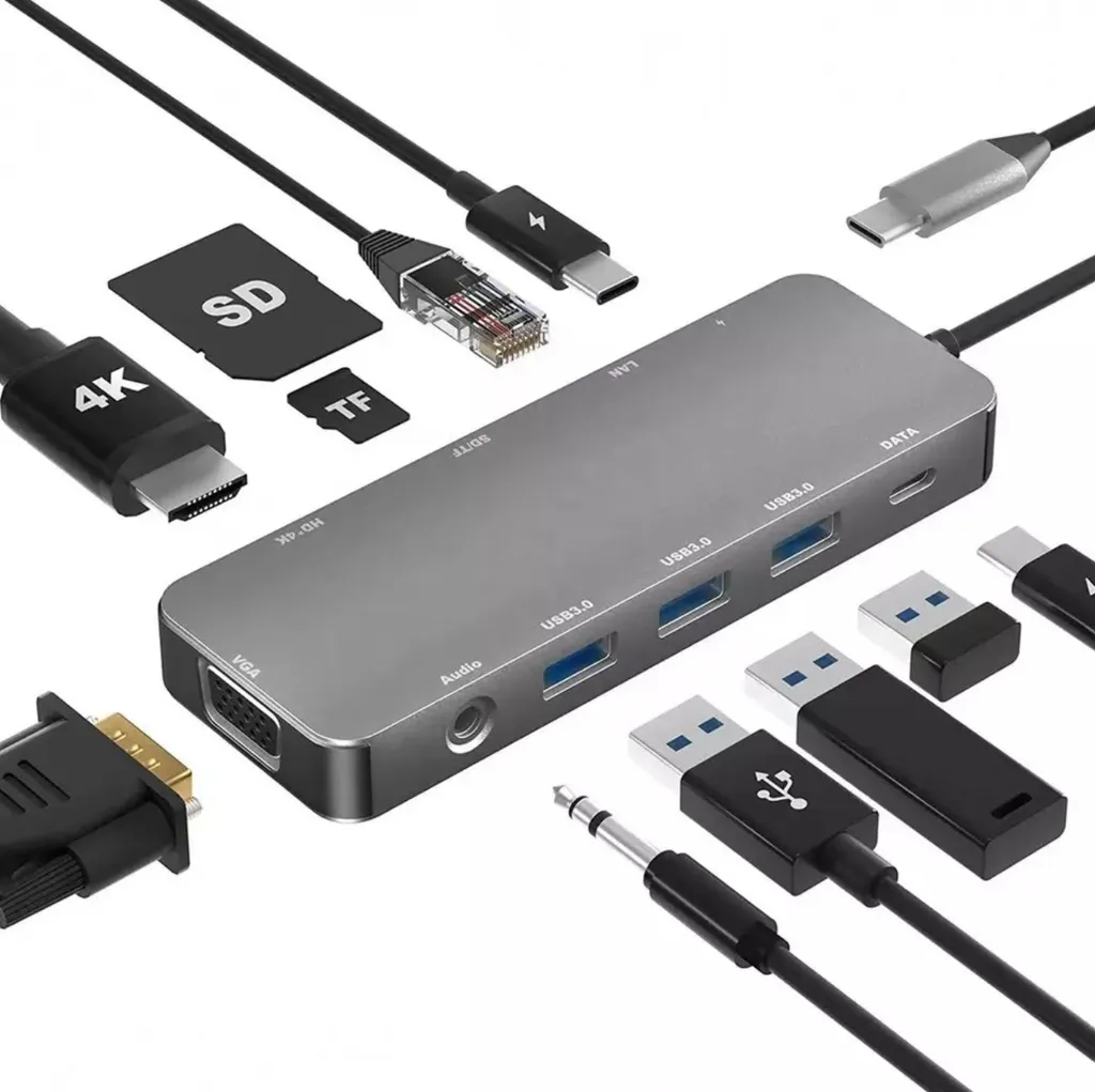 Hub USB-C 11 en 1 Adaptateur Type C vers 4K HDMI VGA et Ethernet RJ45