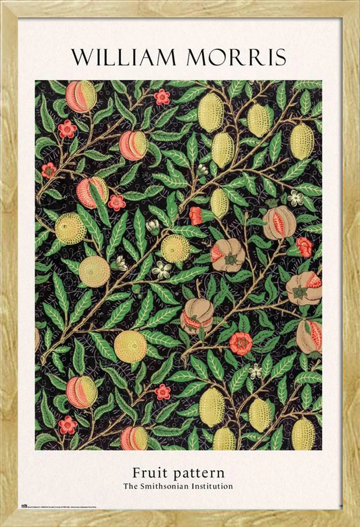Cadre Shinsuke hêtre incassable avec affiche William Morris Fruit 61cm