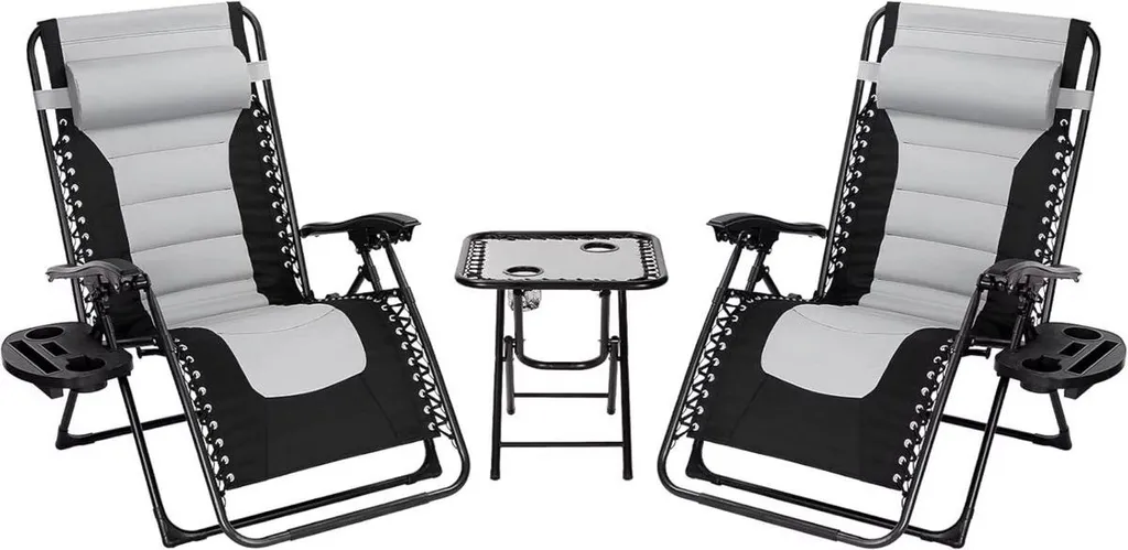 Bain de soleil duo réglable 90°-160° - Structure métal noir robuste