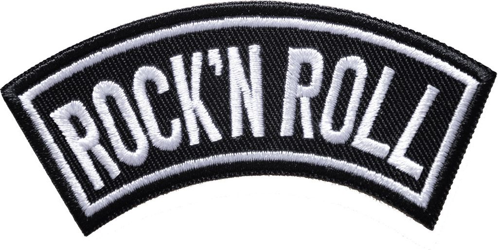 Biker Kutten Front Tab Rock N ́ Roll Motorrad Rocker - Aufnäher, Bügelbild, Aufbügler, Applikationen, Patches, Sticker, Größe: 9 x 4,2 cm