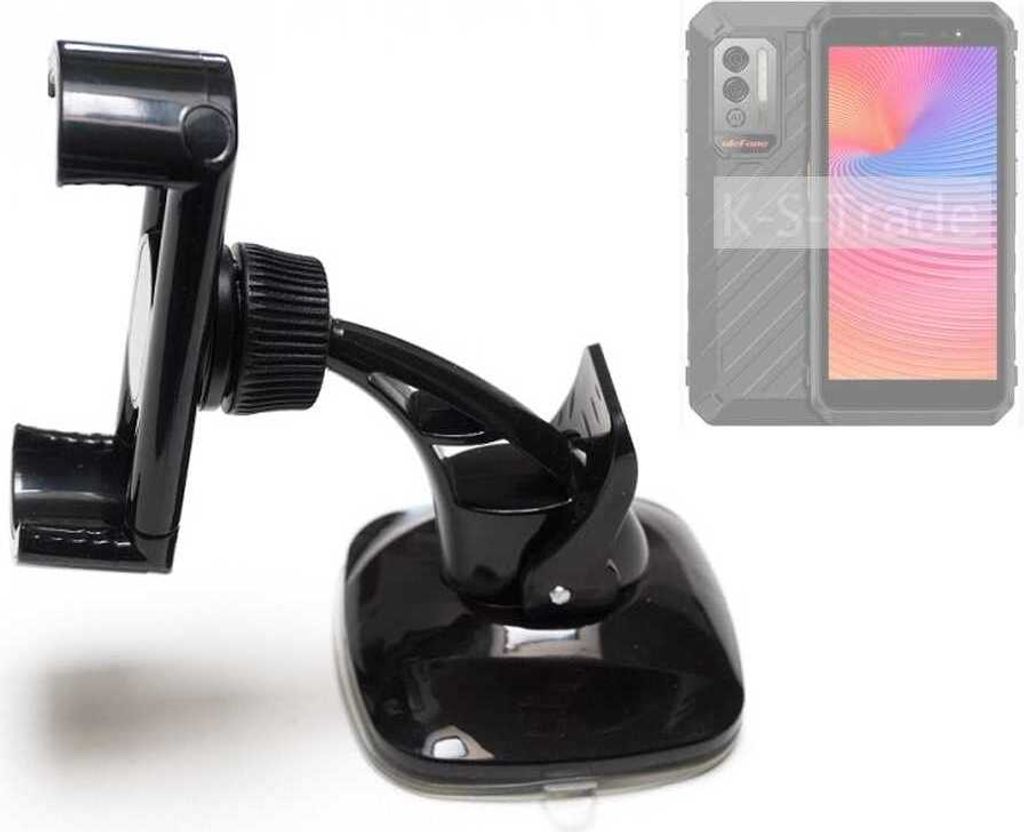 K-S-Trade kompakte Handy-Halterung Windschutzscheibe kompatibel mit Ulefone Power Armor X11 Armaturenbrett schwarz Autohalterung KFZ Halter
