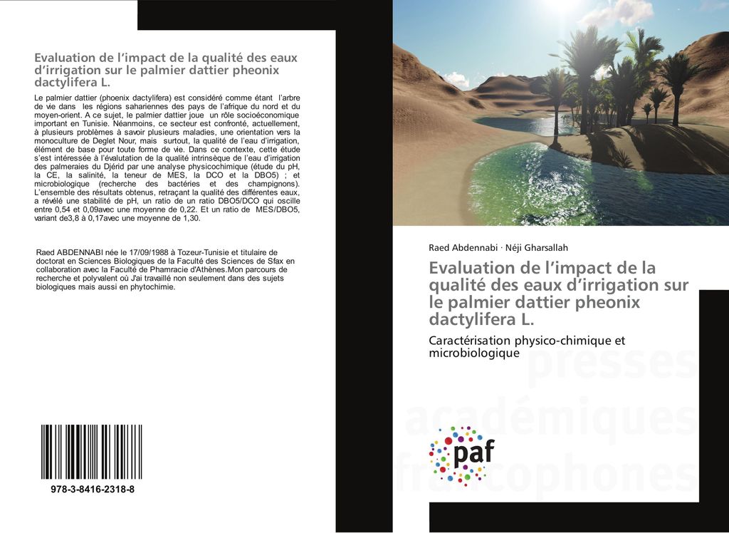 Evaluation de l'impact de la qualité des eaux d'irrigation sur le palmier dattier pheonix dactylifera L.