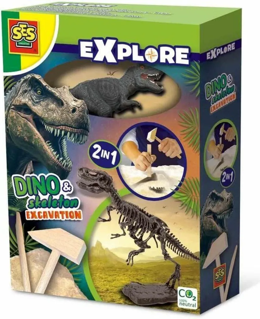 Jeu d'Excavation T-rex SES Creative avec Outils et Squelette à Monter
