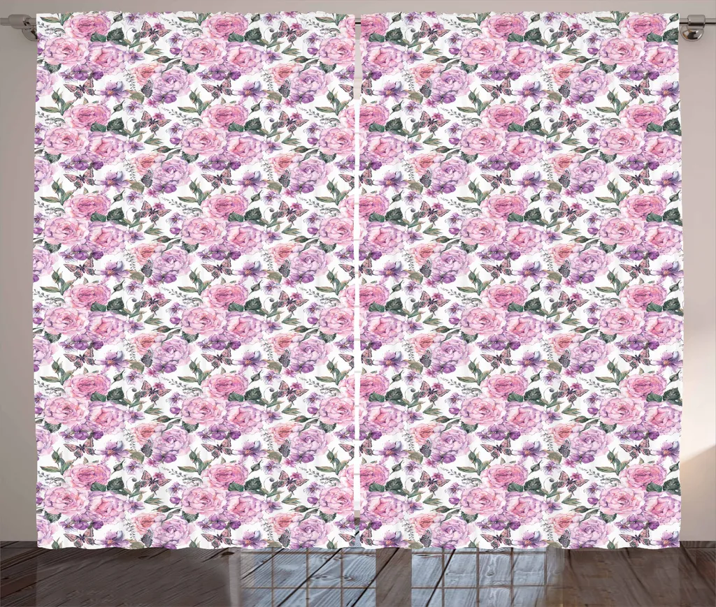 Tenda Rustica ABAKUHAUS 280x175 cm | Fiori e Farfalle per Camera