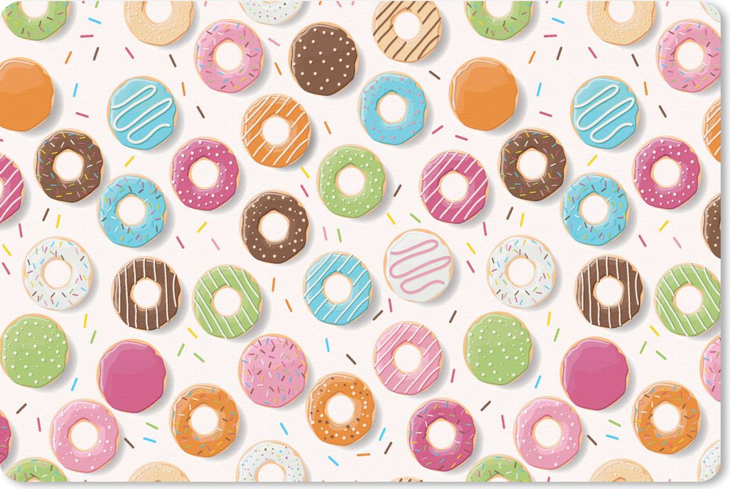 MuchoWow Schreibtischunterlage Muster - Donut - Pastell 60x40 cm - XXL Mauspad - Großes Mauspad
