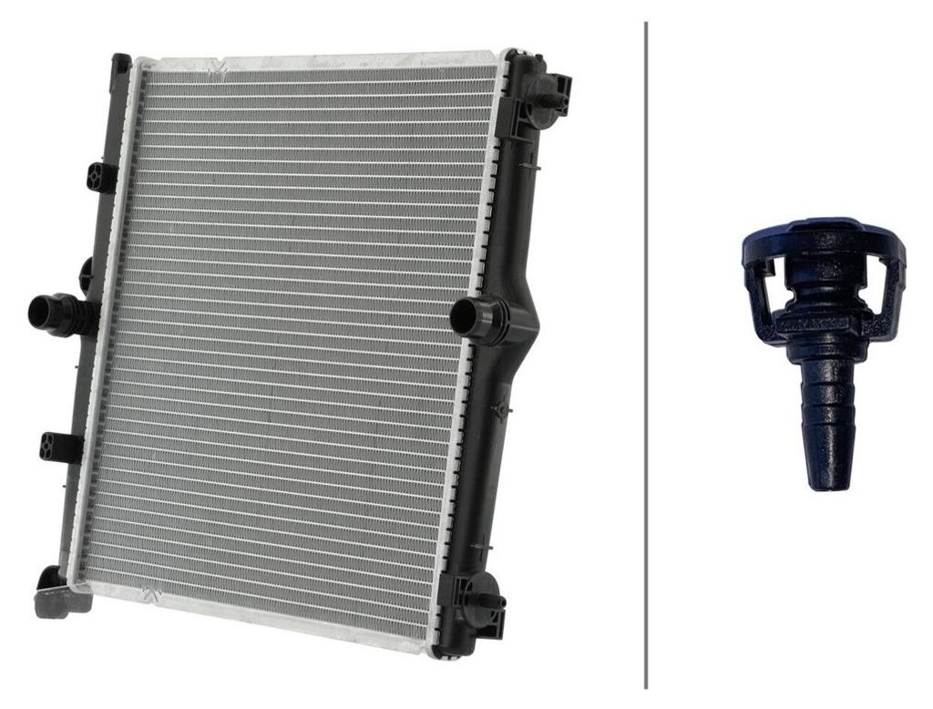 Kühler Motorkühlung Kühlrippen gelötet 408 x 380 mm HELLA für u.a. PEUGEOT 208