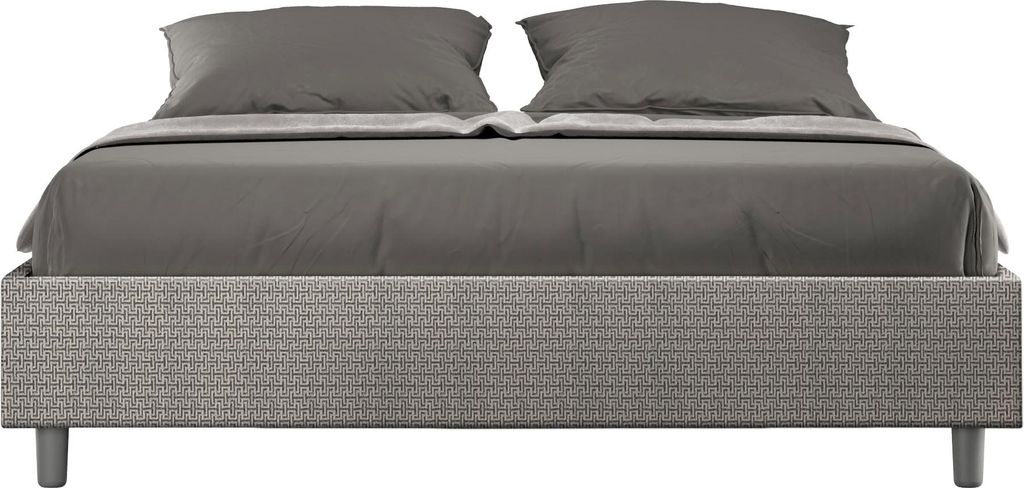 ITYHOME - Gepolstertes Bett mit Lattenrost 160x200 mit Stoffbezug Labirinto 02 Grau Azelia