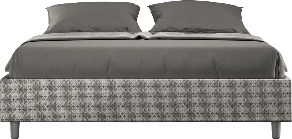 Cadre de lit double 160x190 cm Azelia gris en tissu avec tête de lit