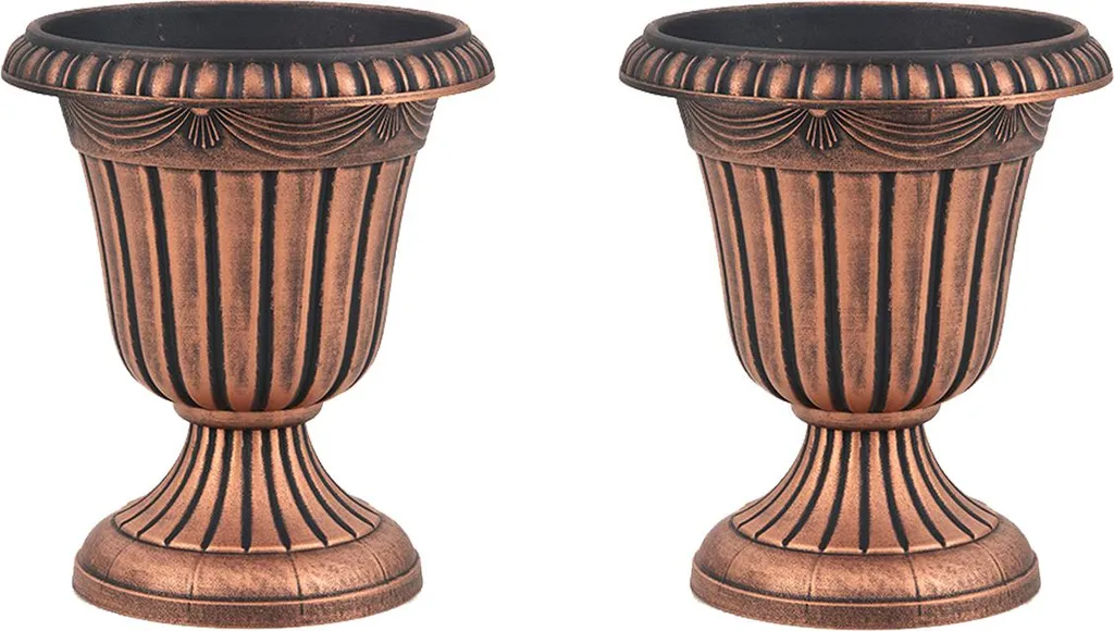 Pot de Fleurs Résistant aux Intempéries Bronze 46,5cm avec Trou de Drainage