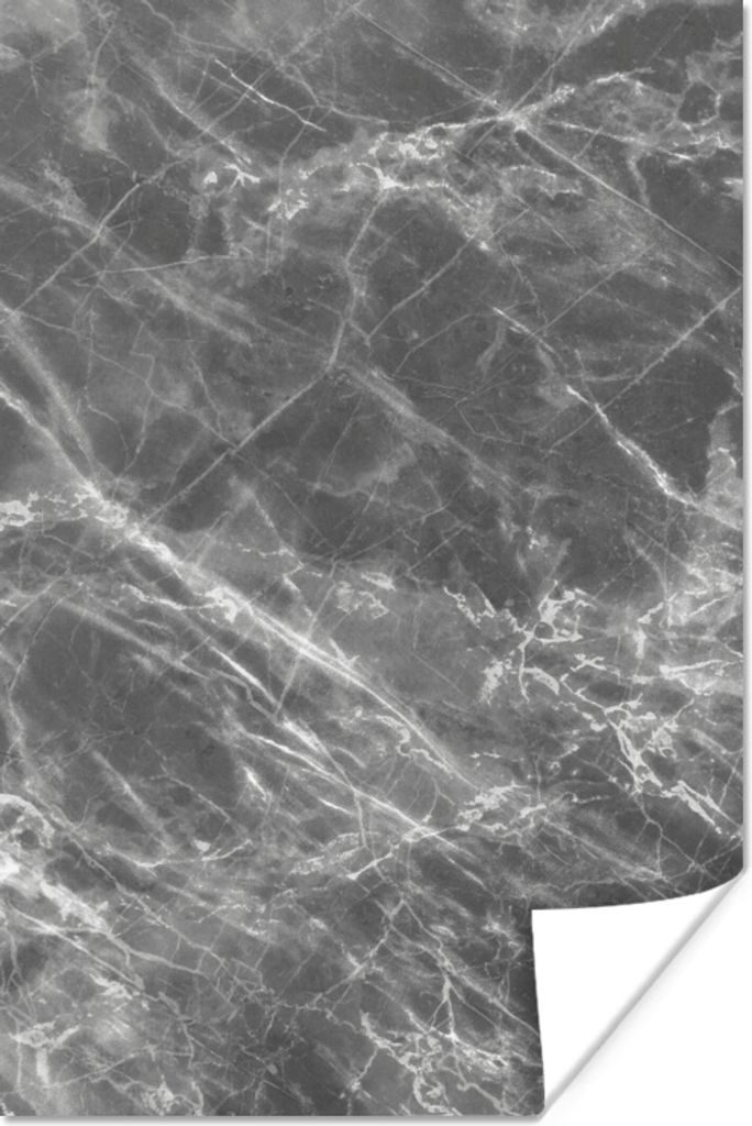 MuchoWow Poster Marmor - Textur - Grau - Weiß 40x60 cm - Plakate für die Wand - Poster Babyzimmer