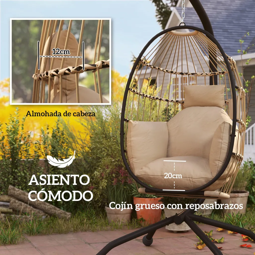Chaise suspendue chocolat stable et solide contre le mal de dos