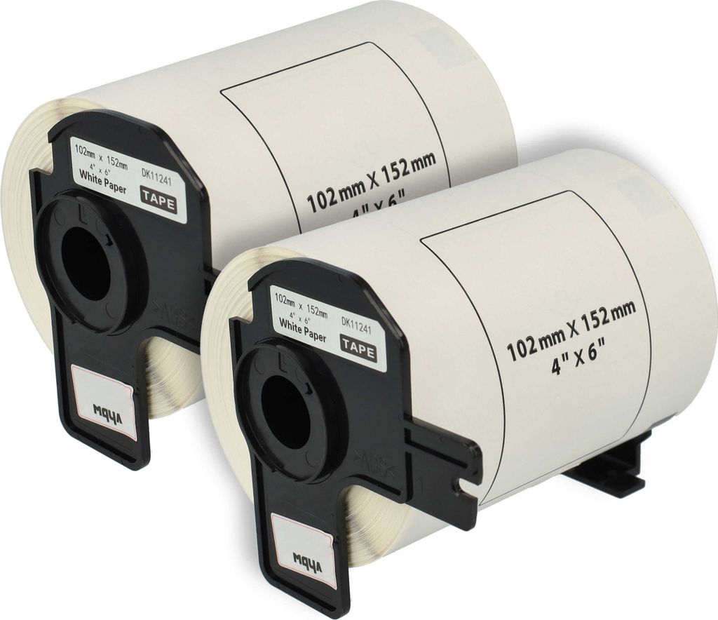 vhbw 2x Rolle mit Halter 102mm x 152mm (200 Etiketten) Ersatz für Brother DK-11241 für Drucker - Standard Weiß
