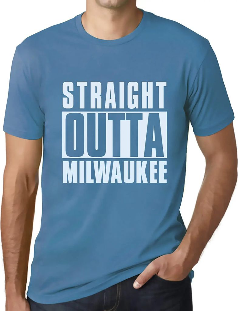 Herren Grafik T-Shirt Straight Outta Milwaukee Öko-Verantwortlich Vintage Jahrgang Kurzarm Lustige Druck Geburtstag Geschenk Mann