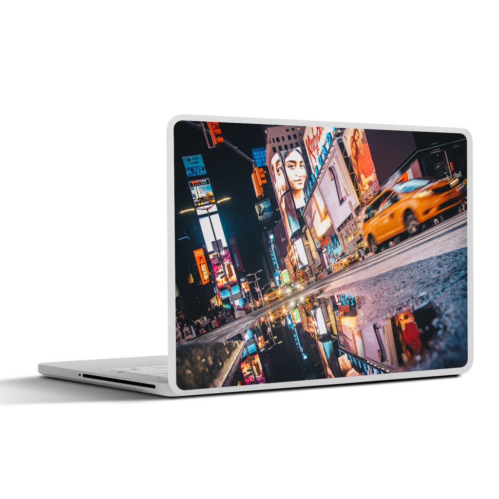 MuchoWow Laptop Aufkleber Sticker Cover New York - Wasser - Werbeschild 25x18 cm - Laptop-Deko