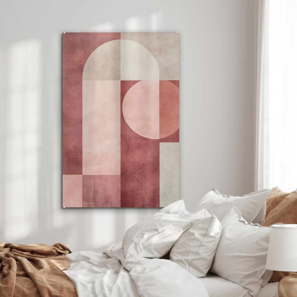 MuchoWow Glasbilder - Bilder auf Wandbild - Foto auf Glas Figuren - Abstrakt - Rosa 60x90 cm Wanddekoration aus Glas - Acrylglasbild - Acrylbilder ...