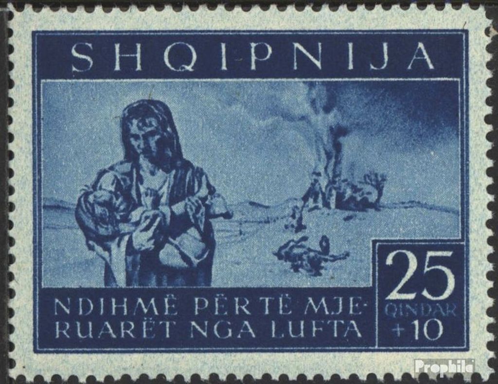 Briefmarken Albanien (Dt.Bes.2.WK.) 1944 Mi 18 postfrisch Bombengeschaed.