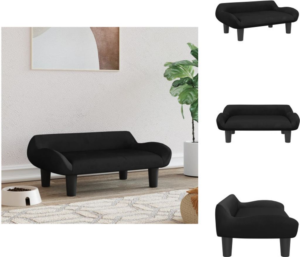 vidaXL Hundebett Schwarz 70x40x24 cm Samt - Hundebetten