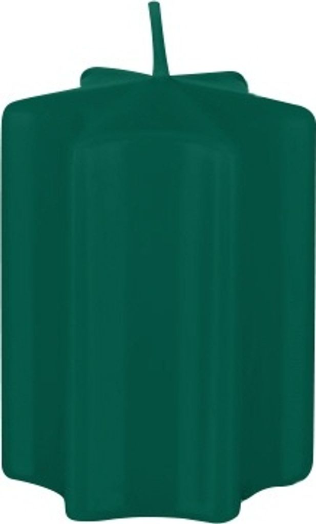 Sternkerzen Dunkelgrün 12 x Ø 6 cm, 4 Stück, Adventskerzen, Weihnachtskerzen