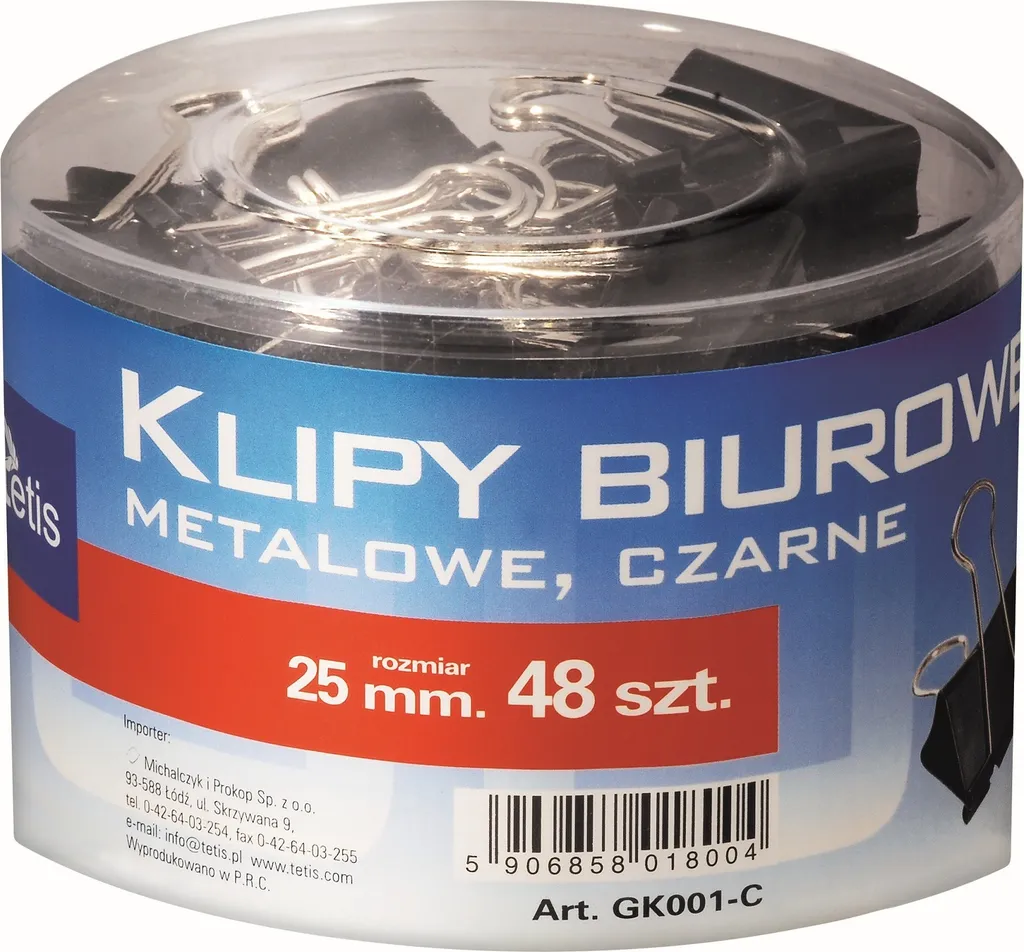 Stock 48 Clip Nere 25mm TETIS OP48 | Prezzo Ingrosso Fermafogli