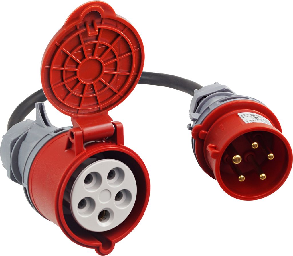 Adapter CEE-Stecker 16A 400V auf CEE-Kupplung 32A 400V