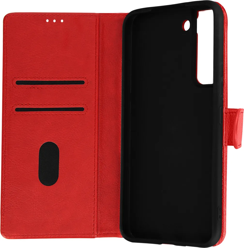Cover Flip Samsung S22 Rosso - Pelle Sintetica Professionale con Stand