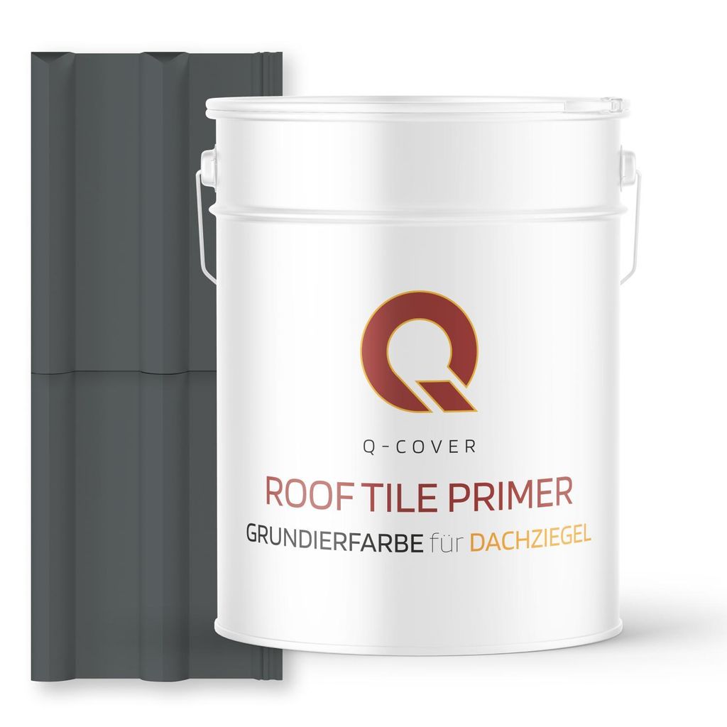 Grundierfarbe für Dachziegel Basaltgrau RAL 7012 10 L | wetterfeste Dachbeschichtung | für Ziegel, Beton, Eternit | UV-beständig | Q-COVER